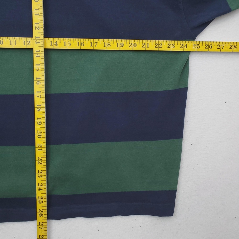 Abercrombie & Fitch Rugby Shirt Mens XL Green Navy Striped Cropped Y2K Vintage - Picture 6 of 9